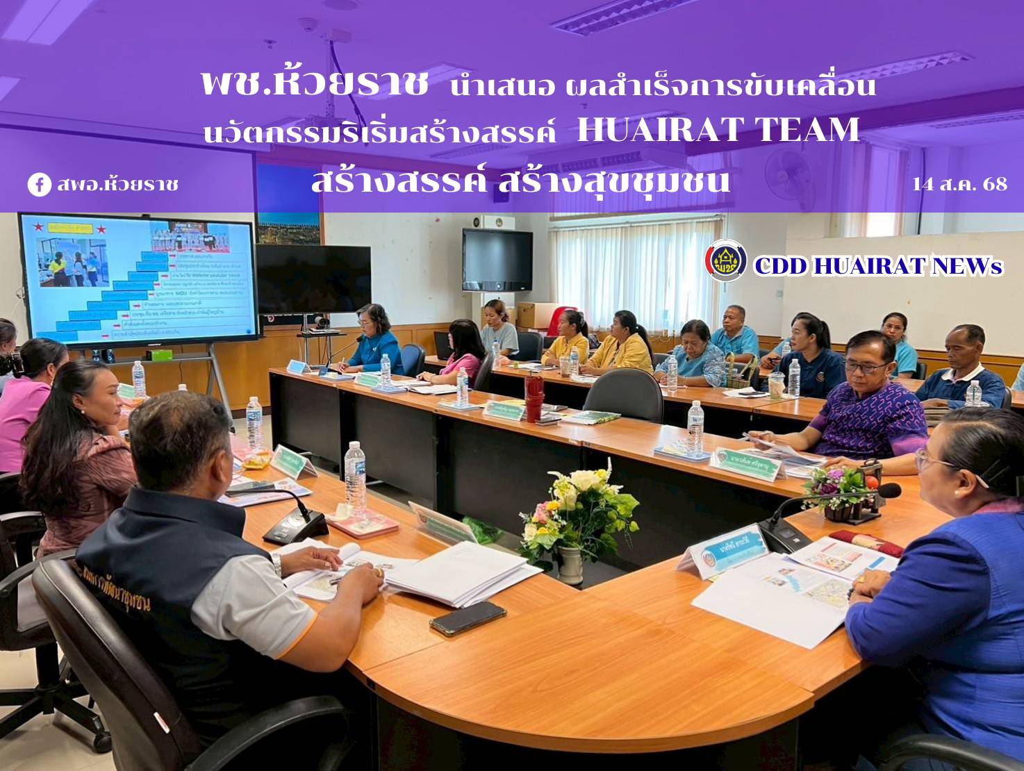 พช.ห้วยราช นำเสนอ “ผลสำเร็จการขับเคลื่อนนวัตกรรมริเริ่มสร้างสรรค์ “HUAIRAT TEAM สร้างสรรค์ สร้างสุขชุมชน”