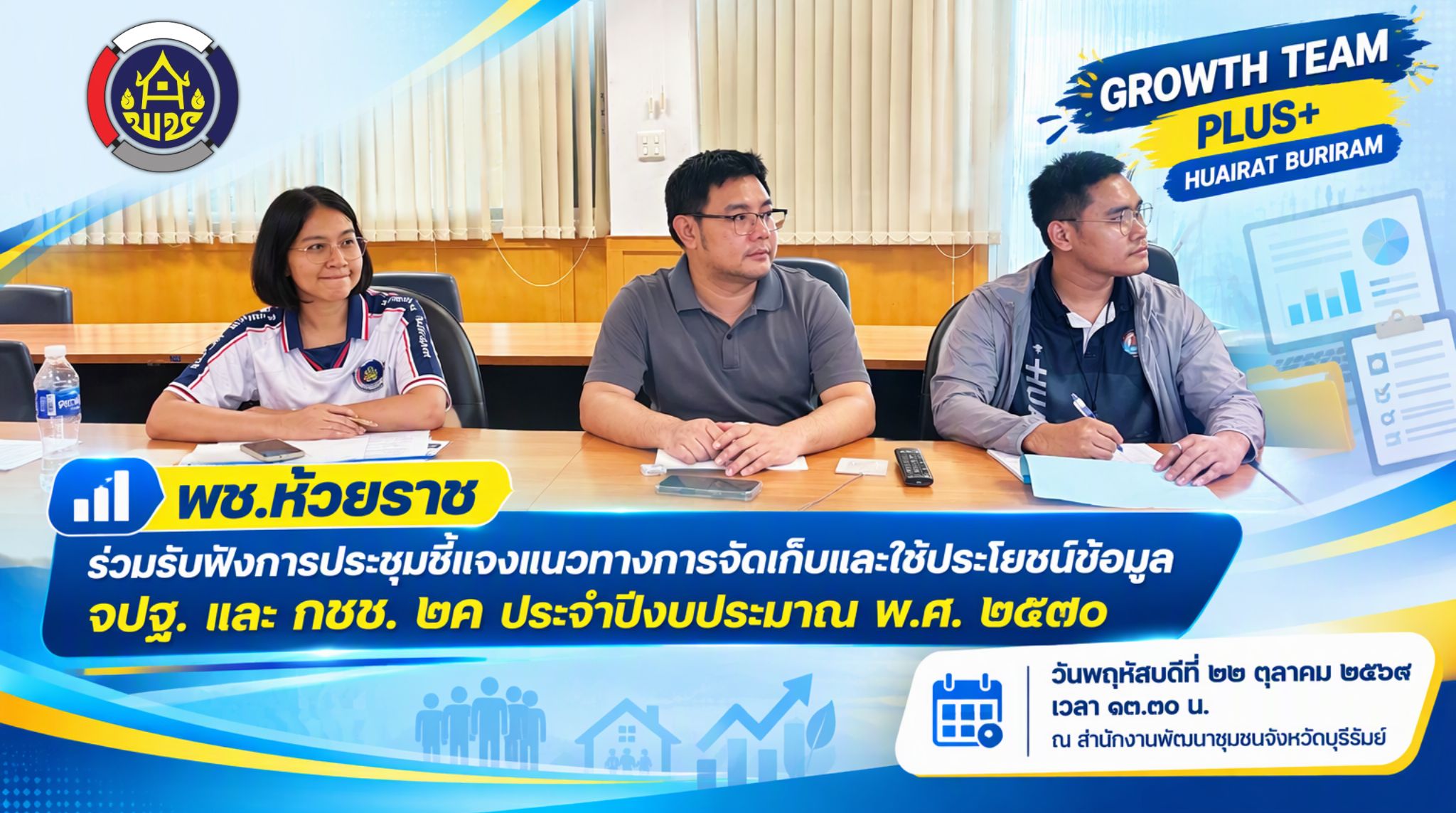 📊 พช.ห้วยราช ร่วมรับฟังการประชุมชี้แจงแนวทางการจัดเก็บและใช้ประโยชน์ข้อมูล จปฐ. และ กชช. ๒ค ประจำปีงบประมาณ พ.ศ. ๒๕๗๐